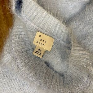 XS a new day. Robin's Egg Fuzzy Sweater